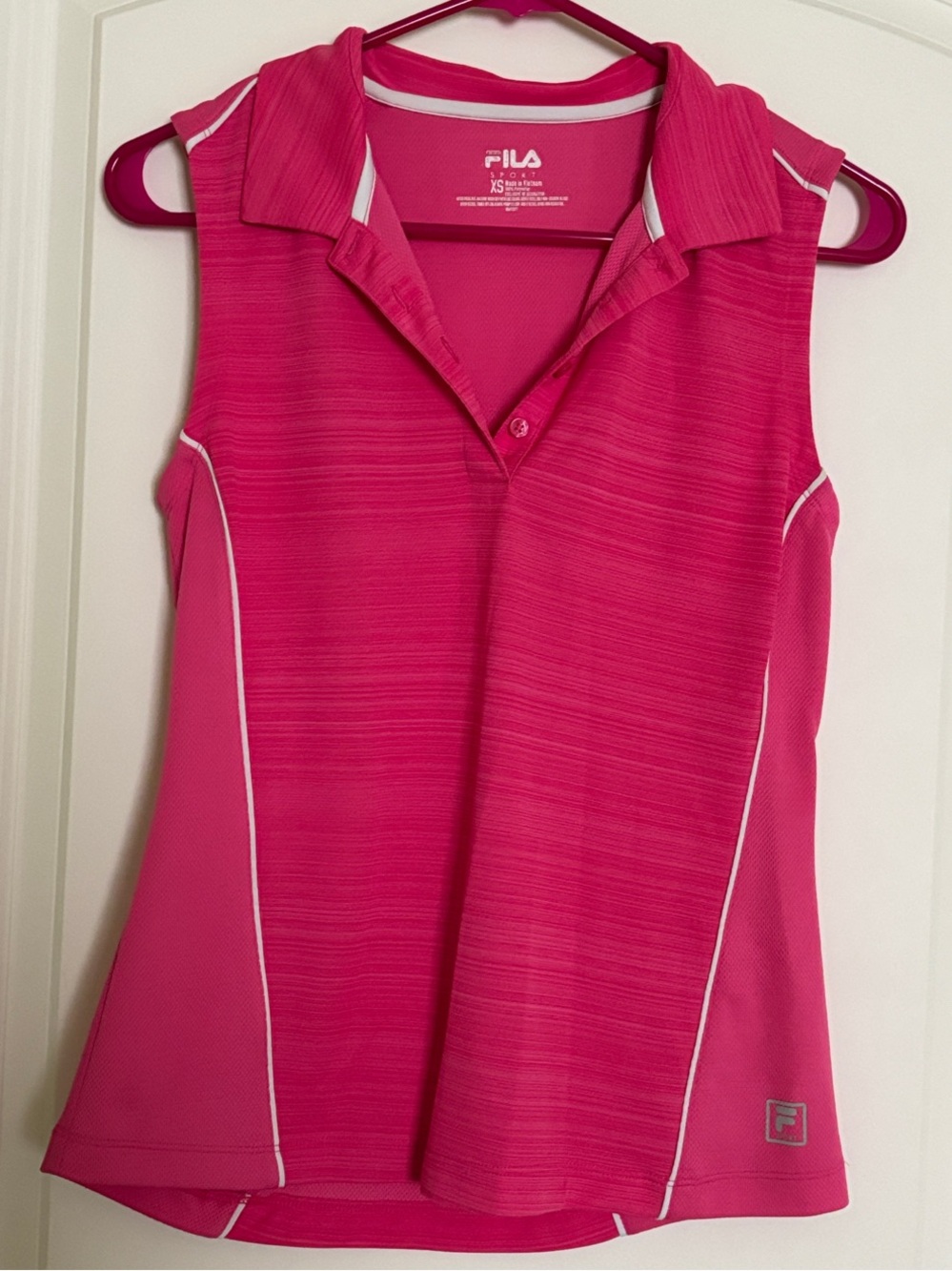 Fila Women's Hot Pink Sleeveless Polo with White Piping